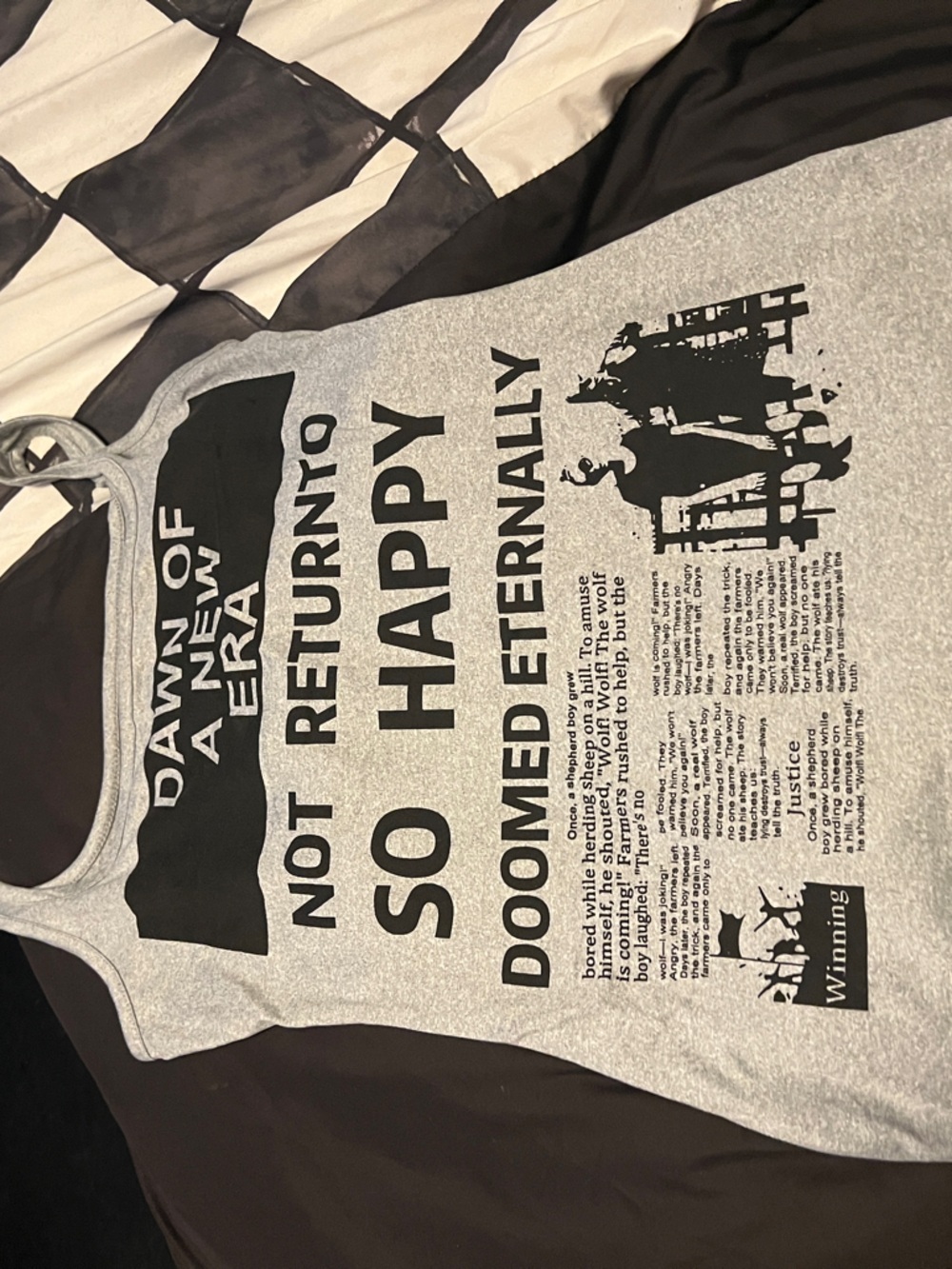 Grey Graphic Mini Dress with Black Print - Unbranded